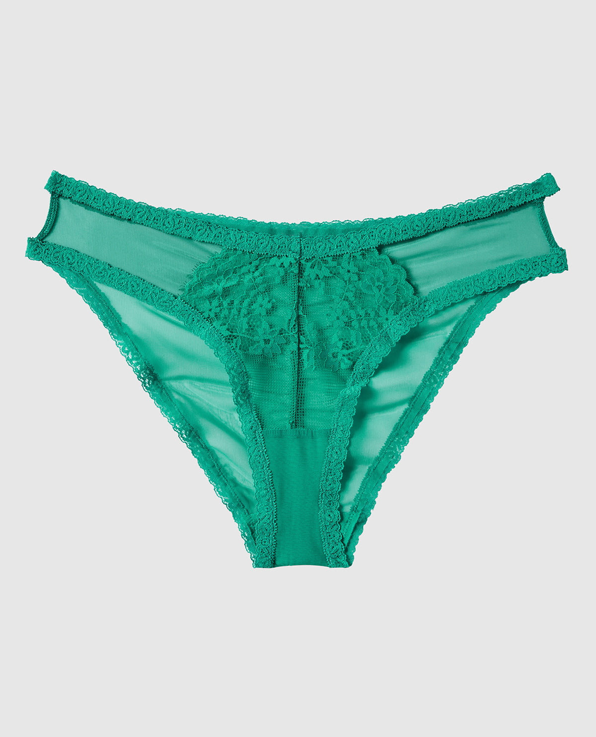 Culotte bikini à jambe échancrée en dentelle