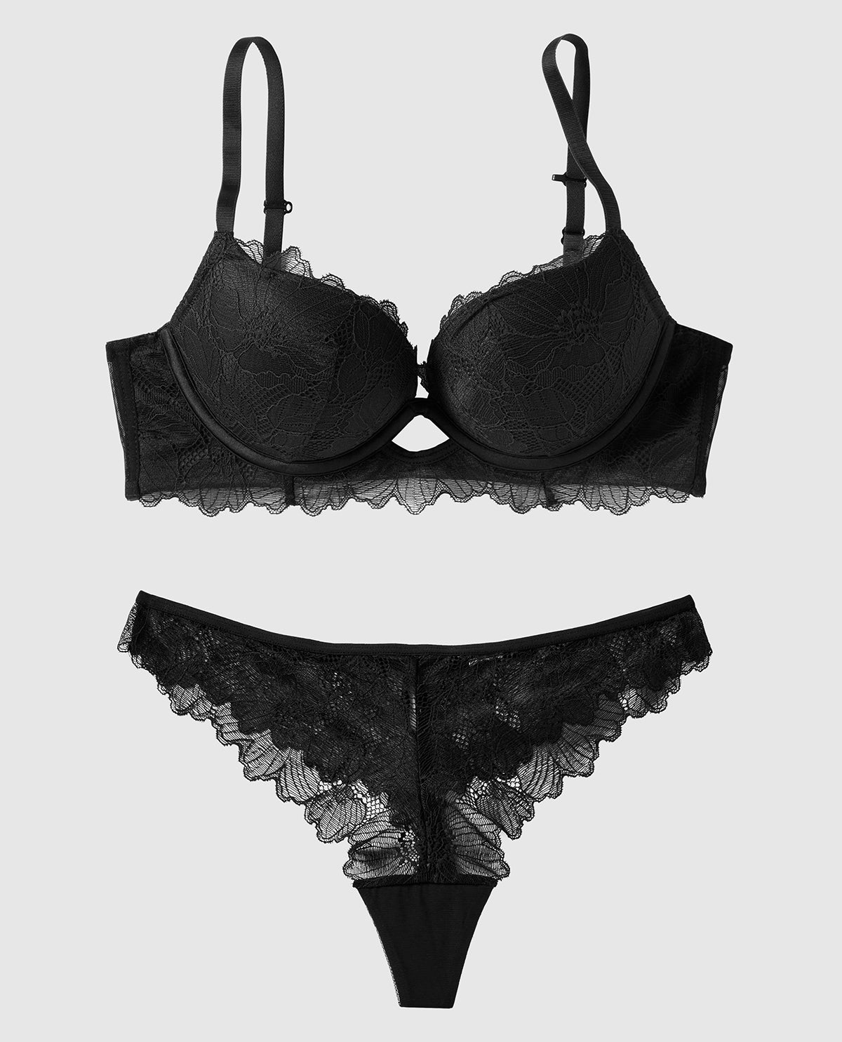 Soutien-gorge pigeonnant avec incrustation de dentelle