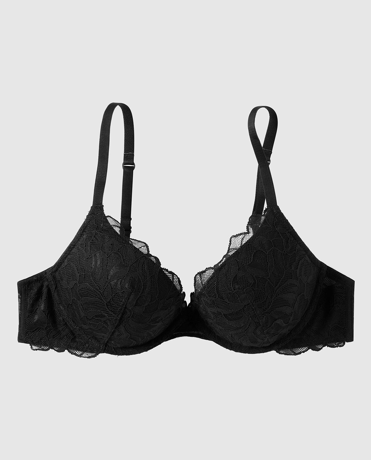 Push Up Plunge Bra with Lace Overlay