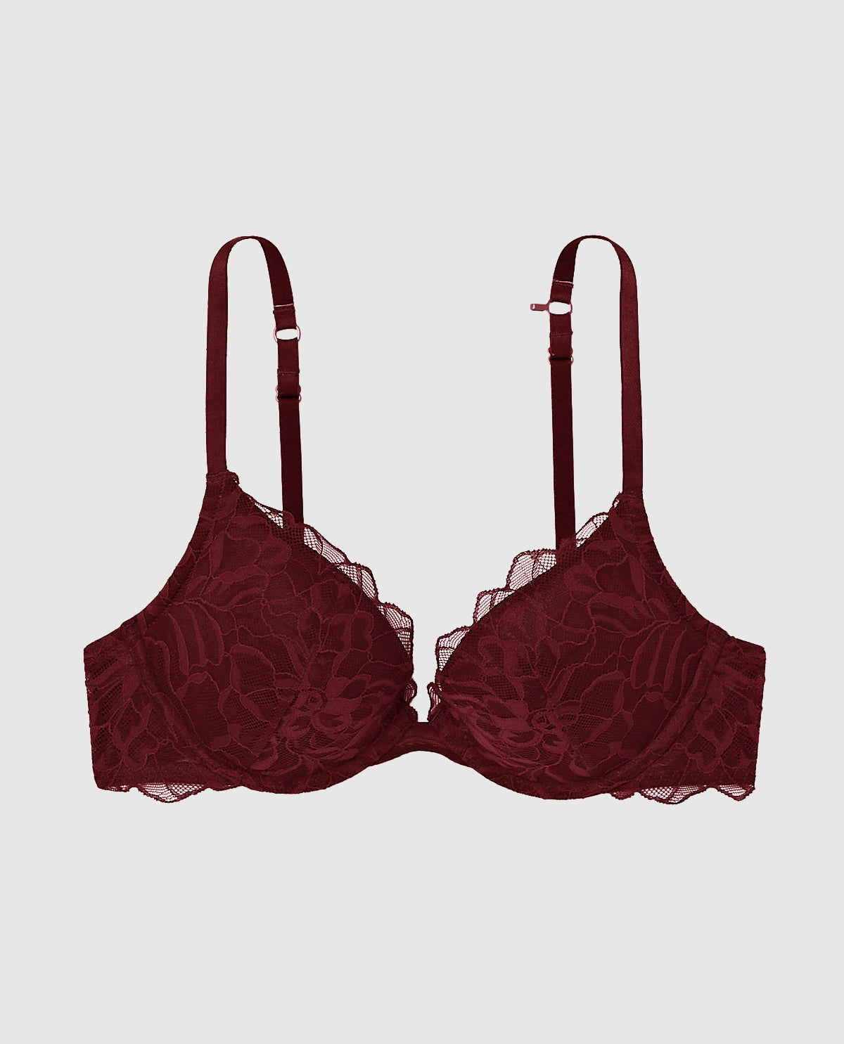 Push Up Plunge Bra with Lace Overlay