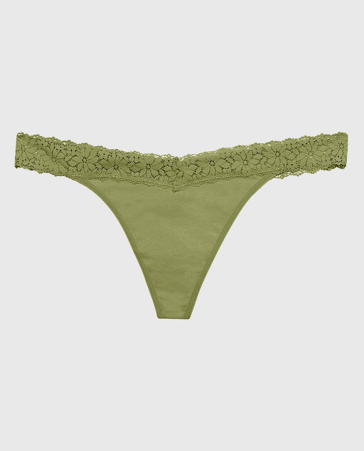 V-Waist Thong Panty with Lace Trim