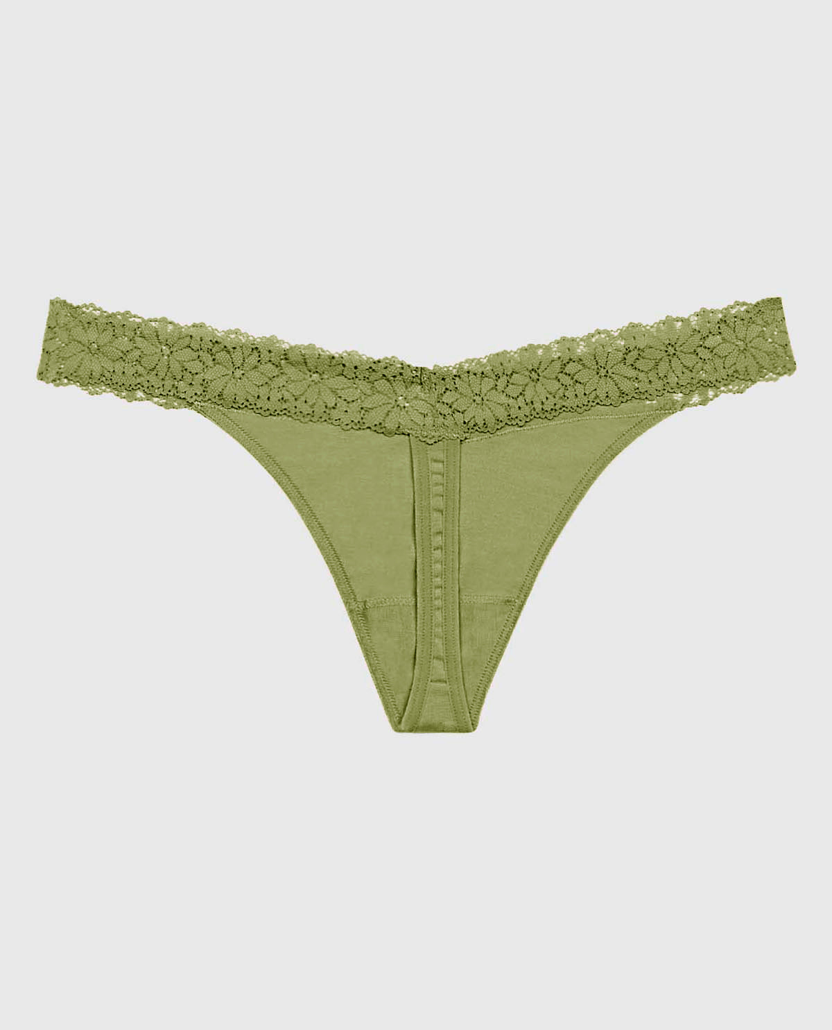 V-Waist Thong Panty with Lace Trim