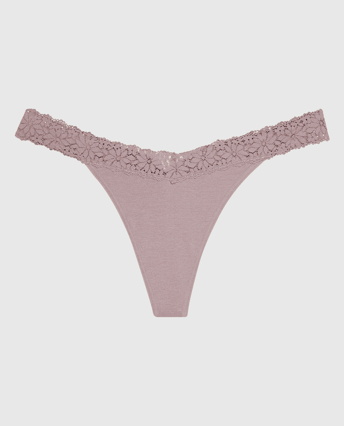 V-Waist Thong Panty with Lace Trim