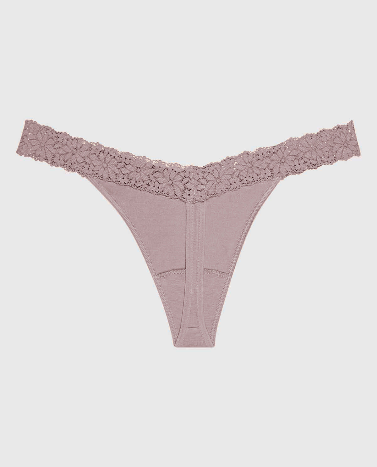 V-Waist Thong Panty with Lace Trim