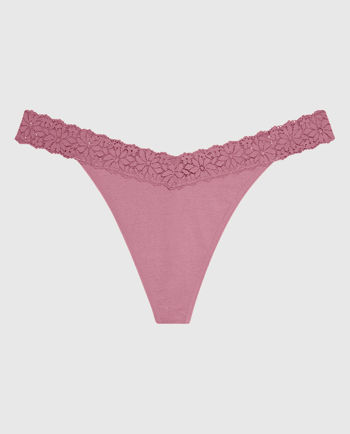 V-Waist Thong Panty with Lace Trim