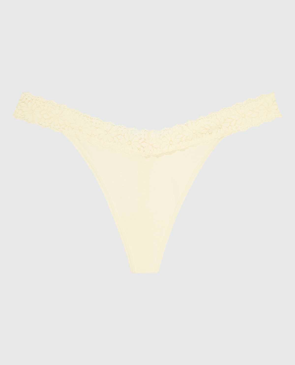 V-Waist Thong Panty with Lace Trim