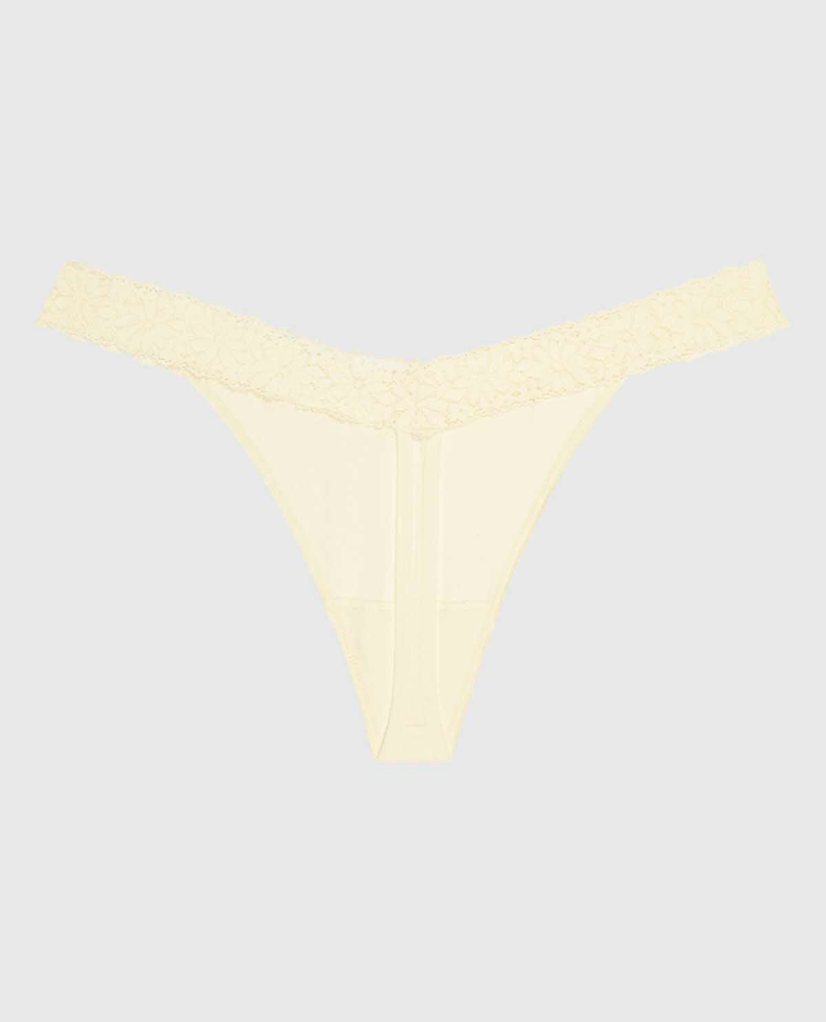 V-Waist Thong Panty with Lace Trim