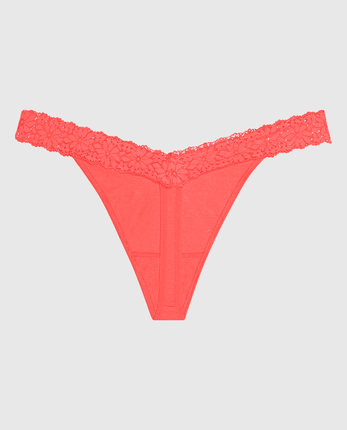 V-Waist Thong Panty with Lace Trim