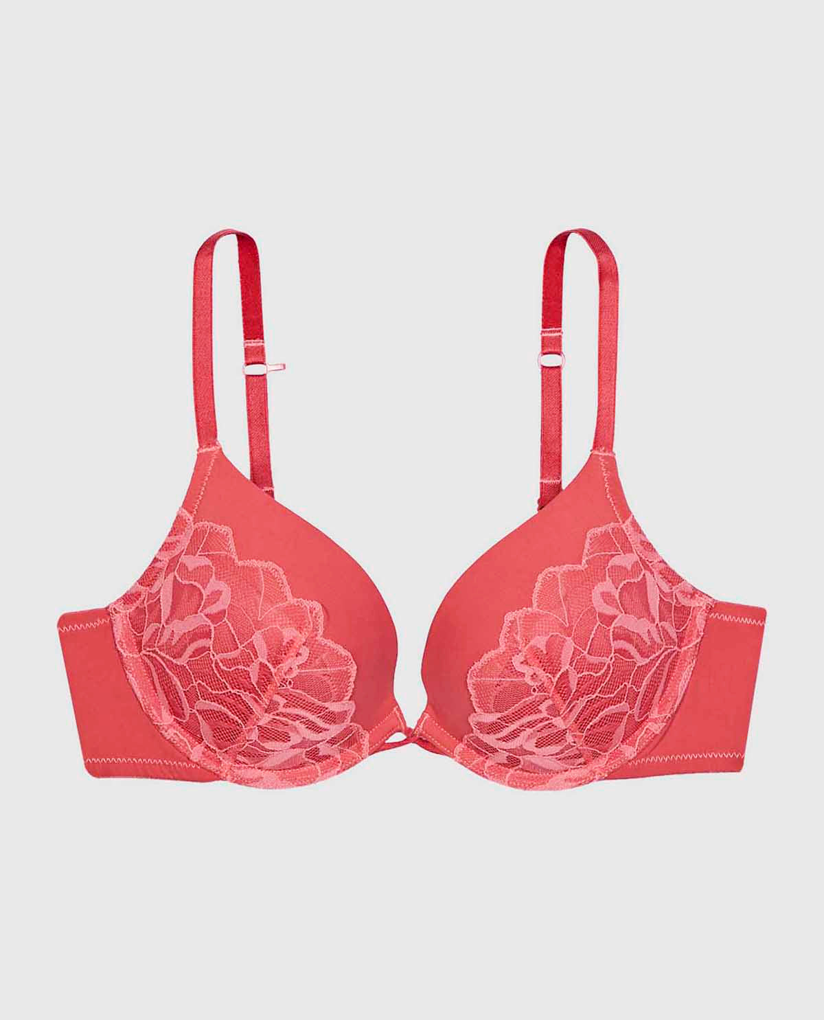 Soutien-gorge pigeonnant plongeant avec incrustation de dentelle