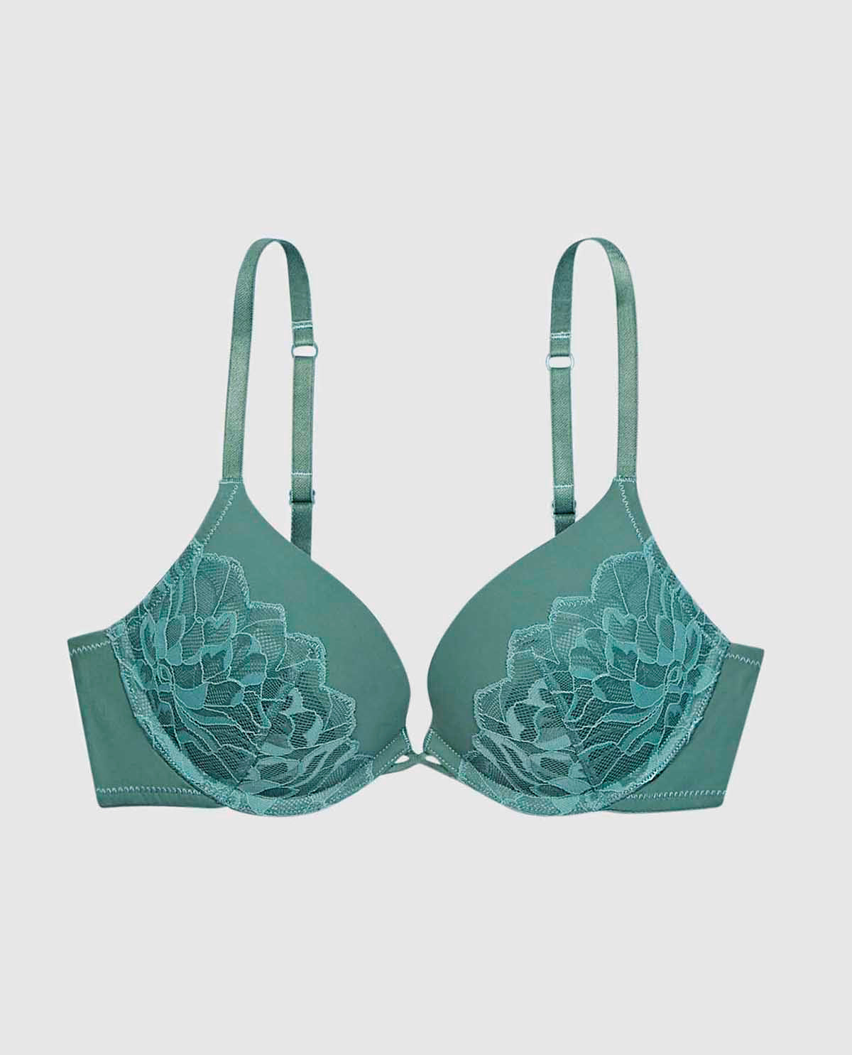 Soutien-gorge pigeonnant plongeant avec incrustation de dentelle