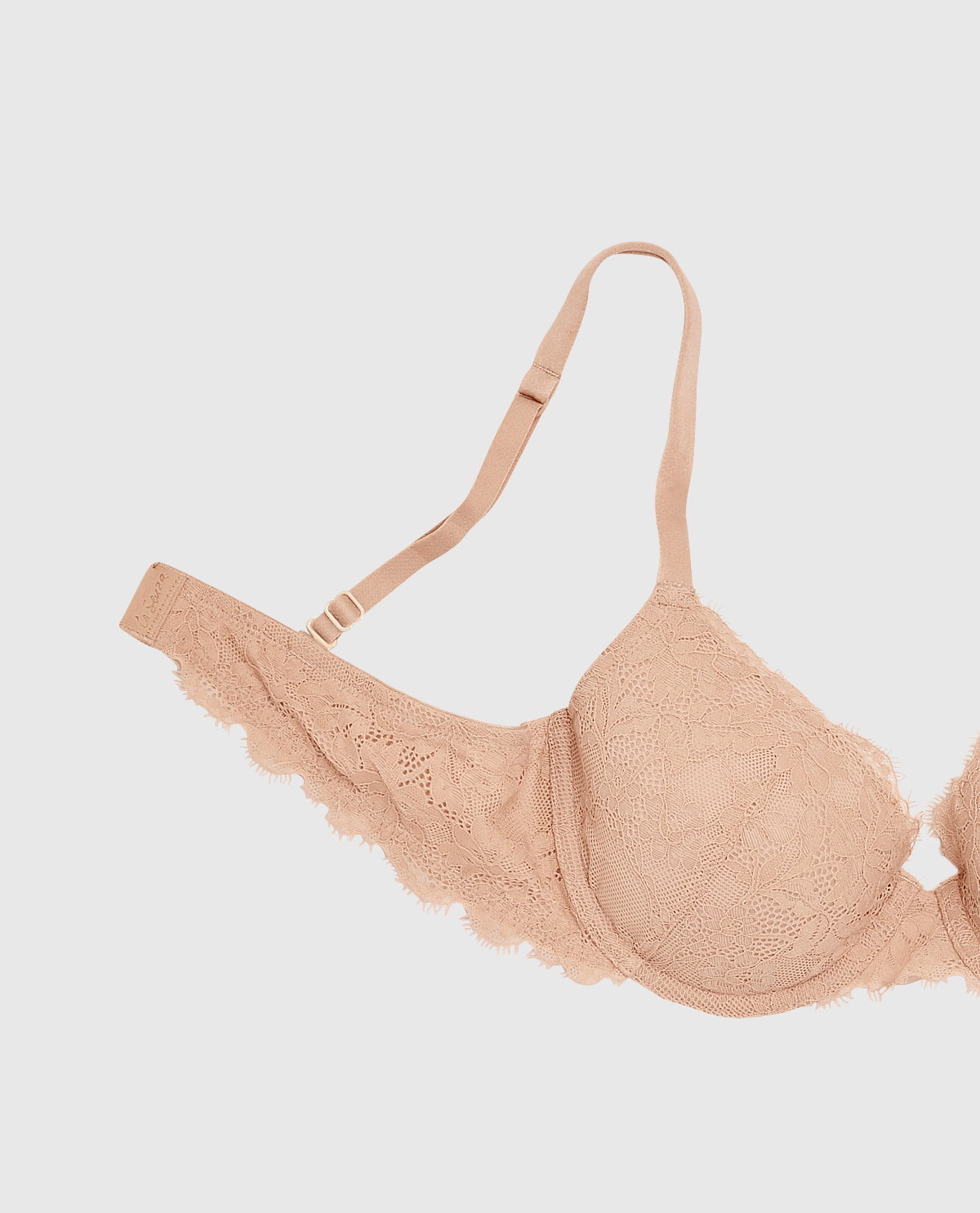 Lightly Lined Full Coverage Bra with Allover Lace in Rosetan