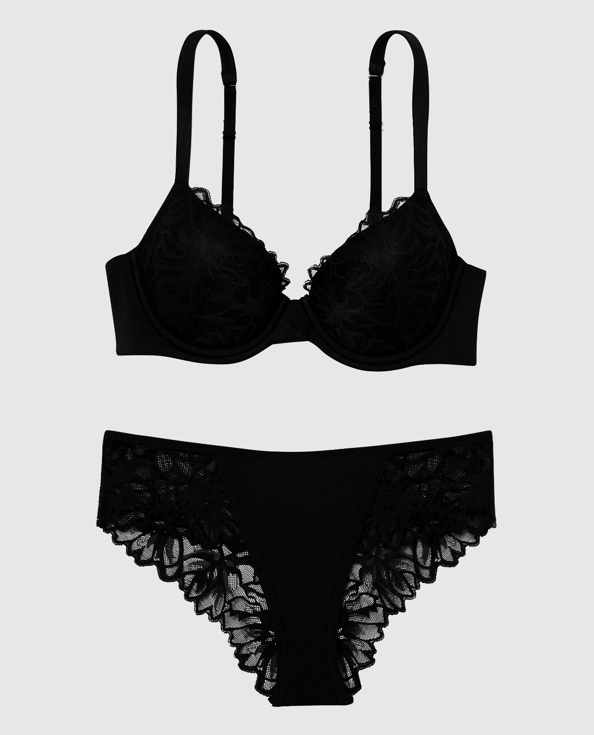 Lightly Lined Full Coverage Bra with Lace Overlay