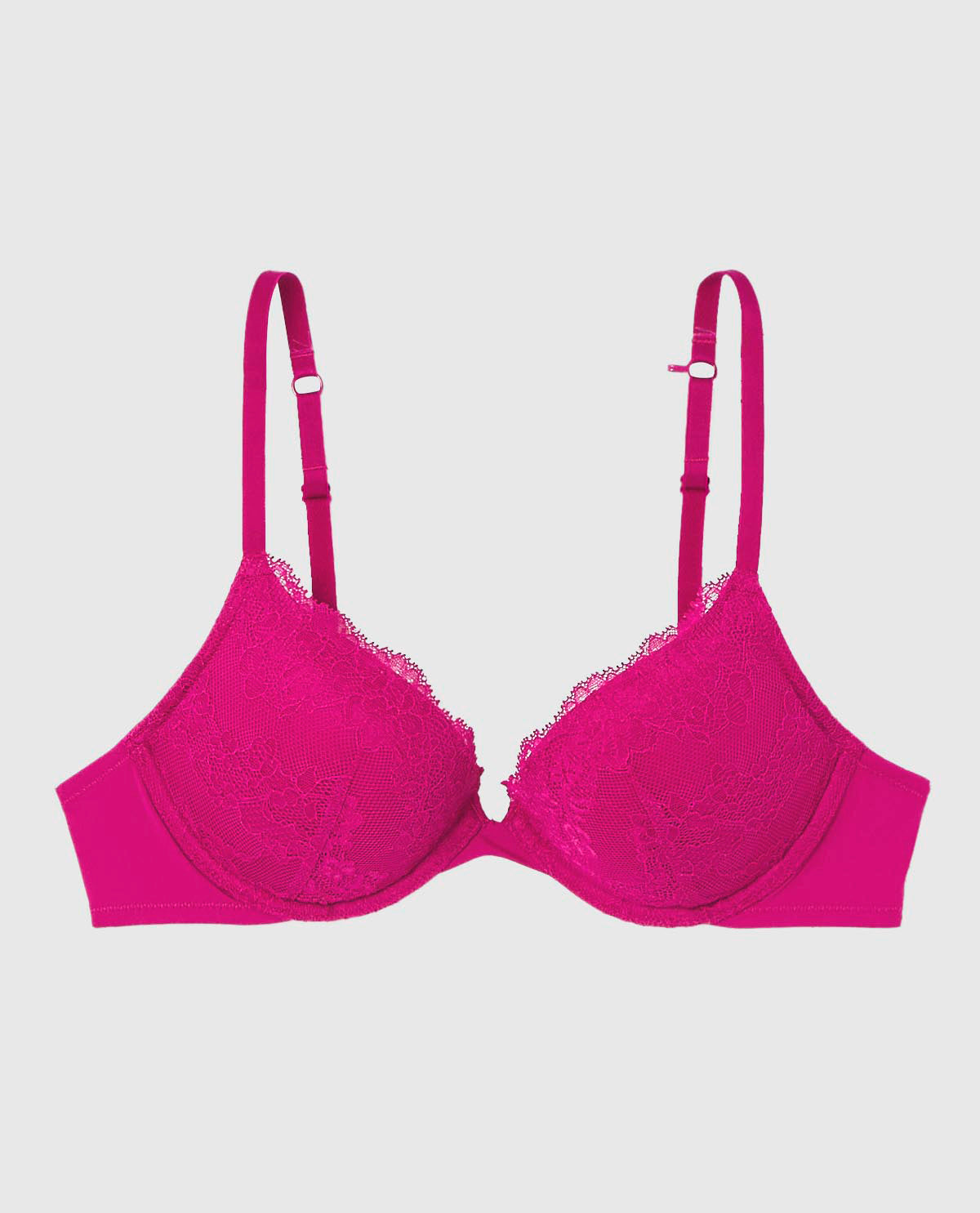 Push Up Plunge Bra with Lace Overlay