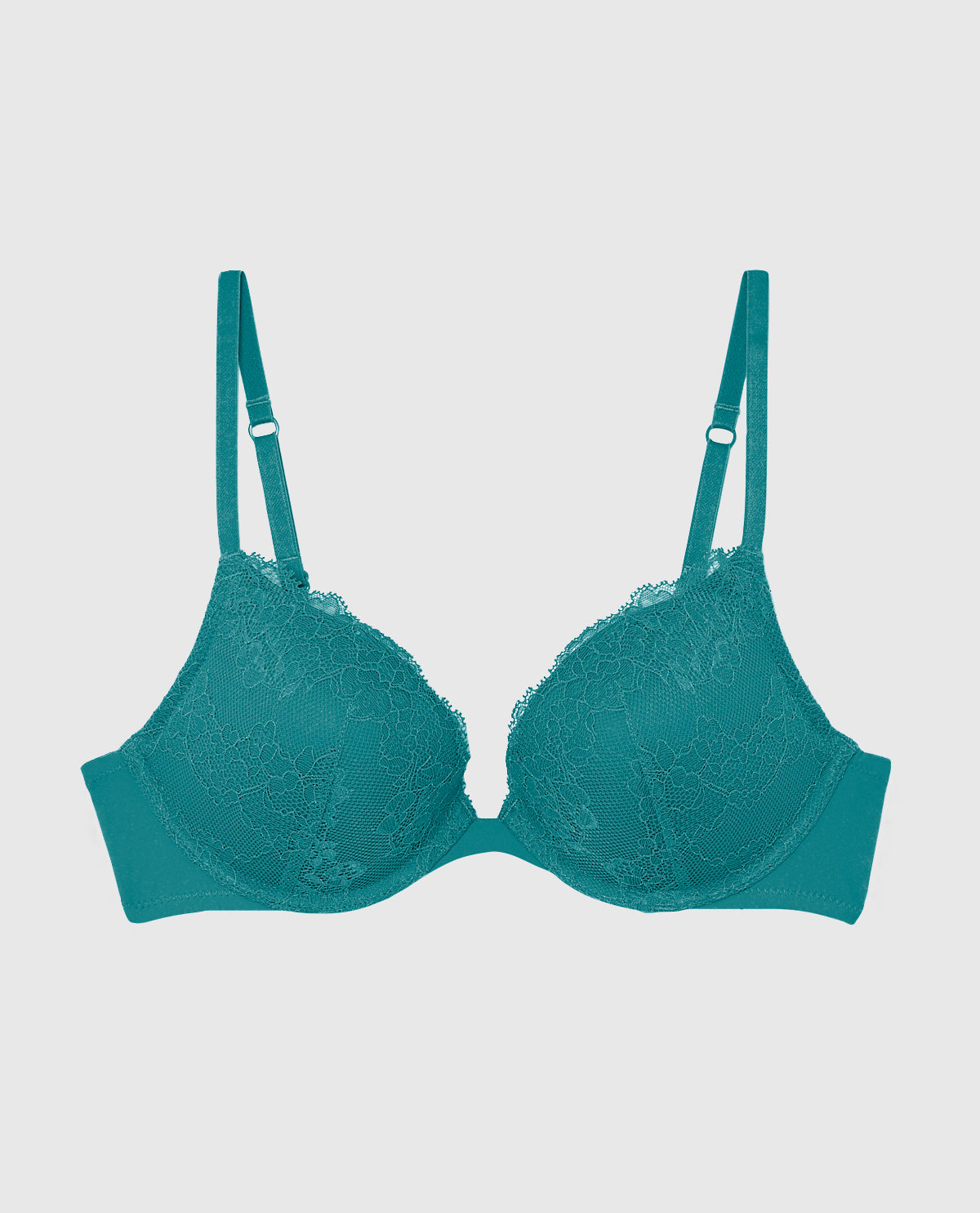 Push Up Plunge Bra with Lace Overlay