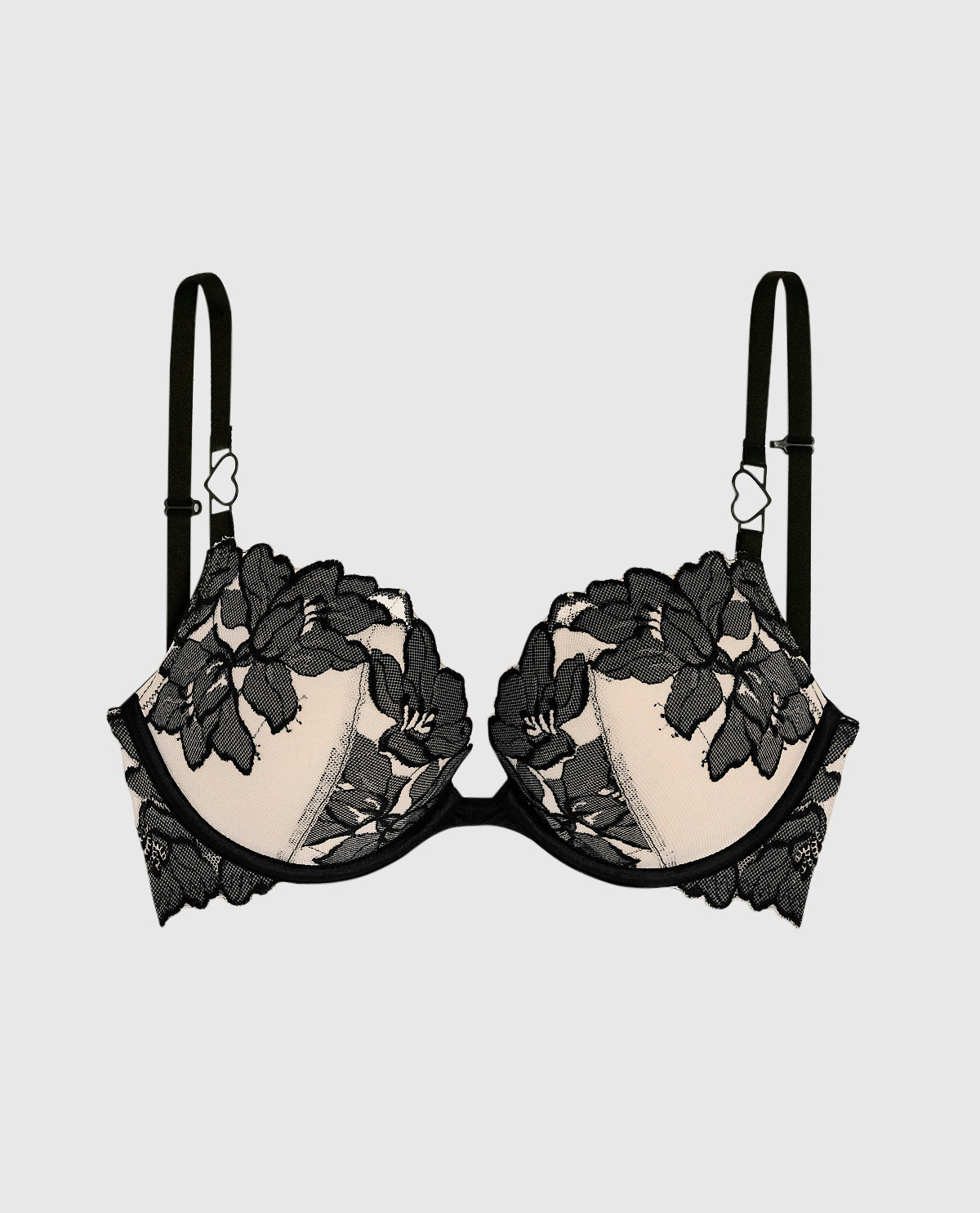 Soutien-gorge pigeonnant avec incrustation de dentelle