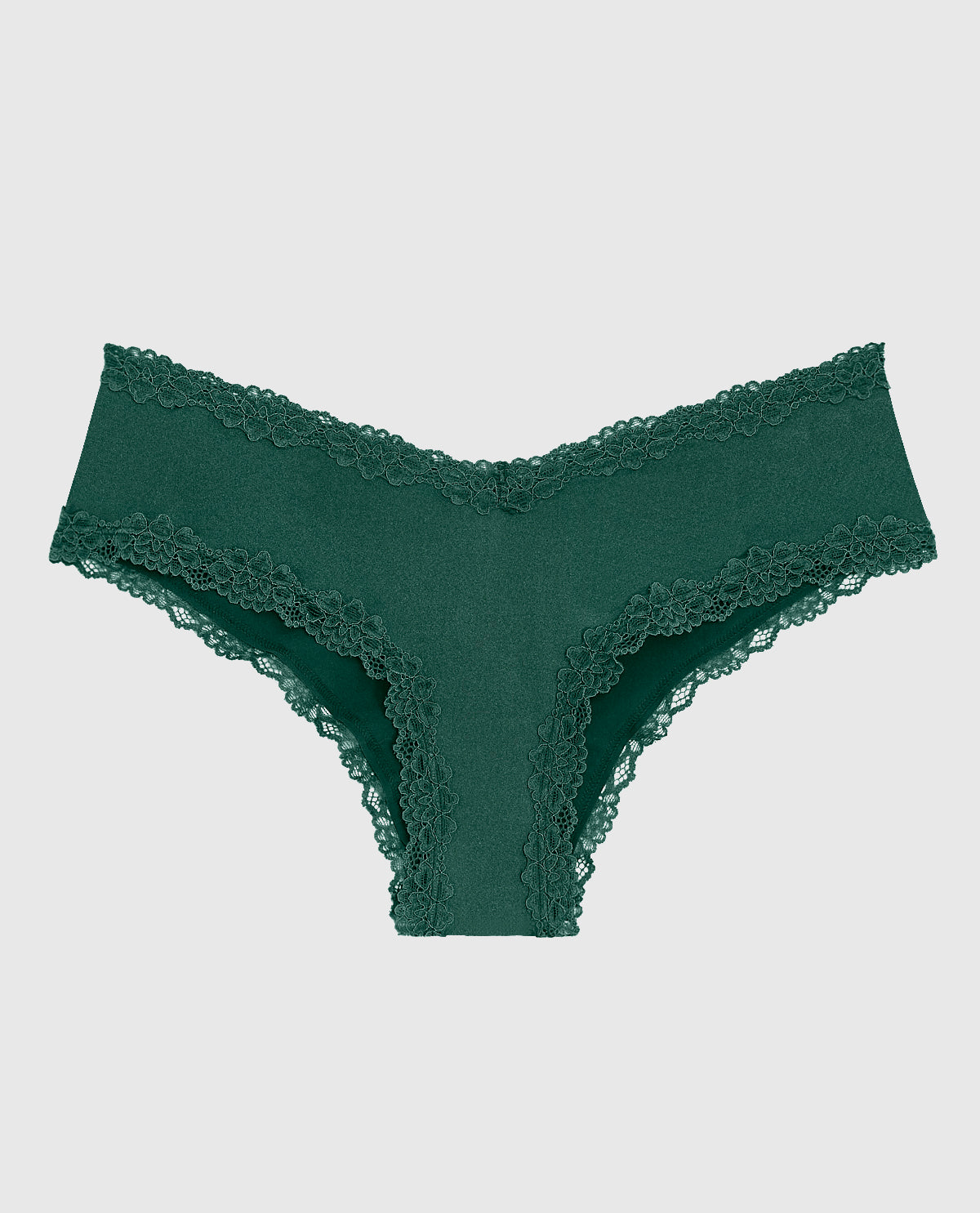 Cheeky Panty with Lace Trim in Emerald Green