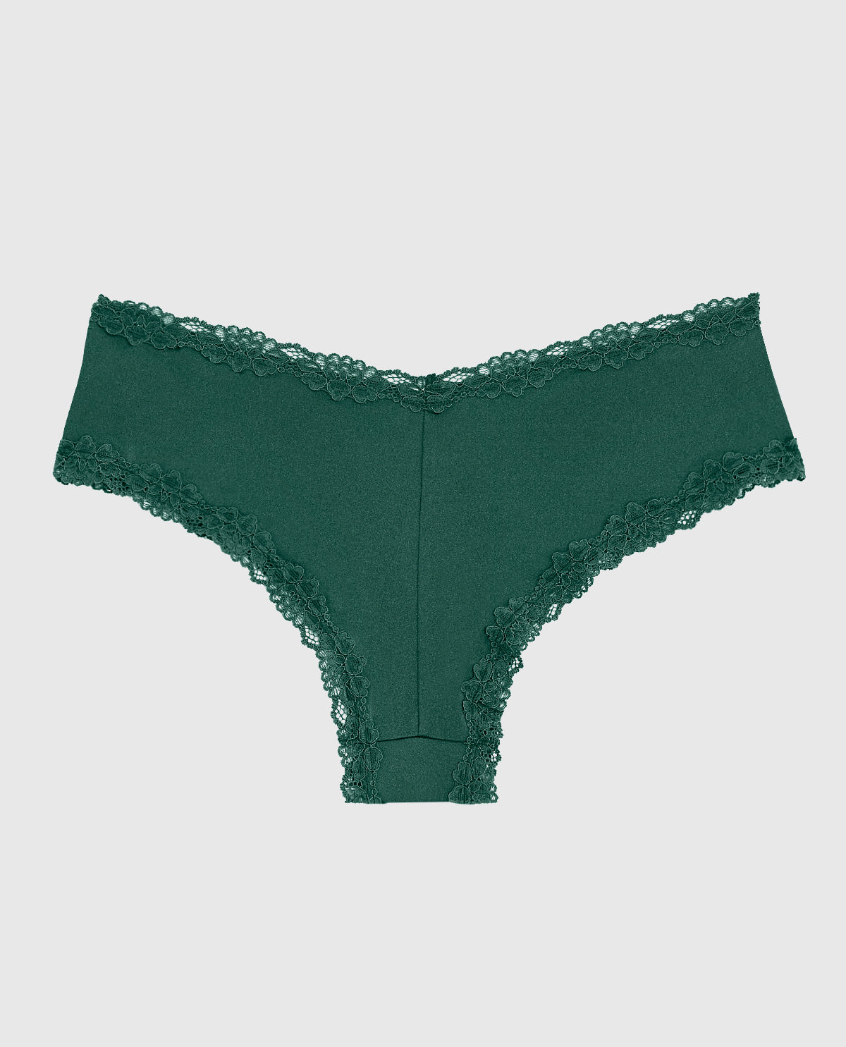 Cheeky Panty with Lace Trim in Emerald Green