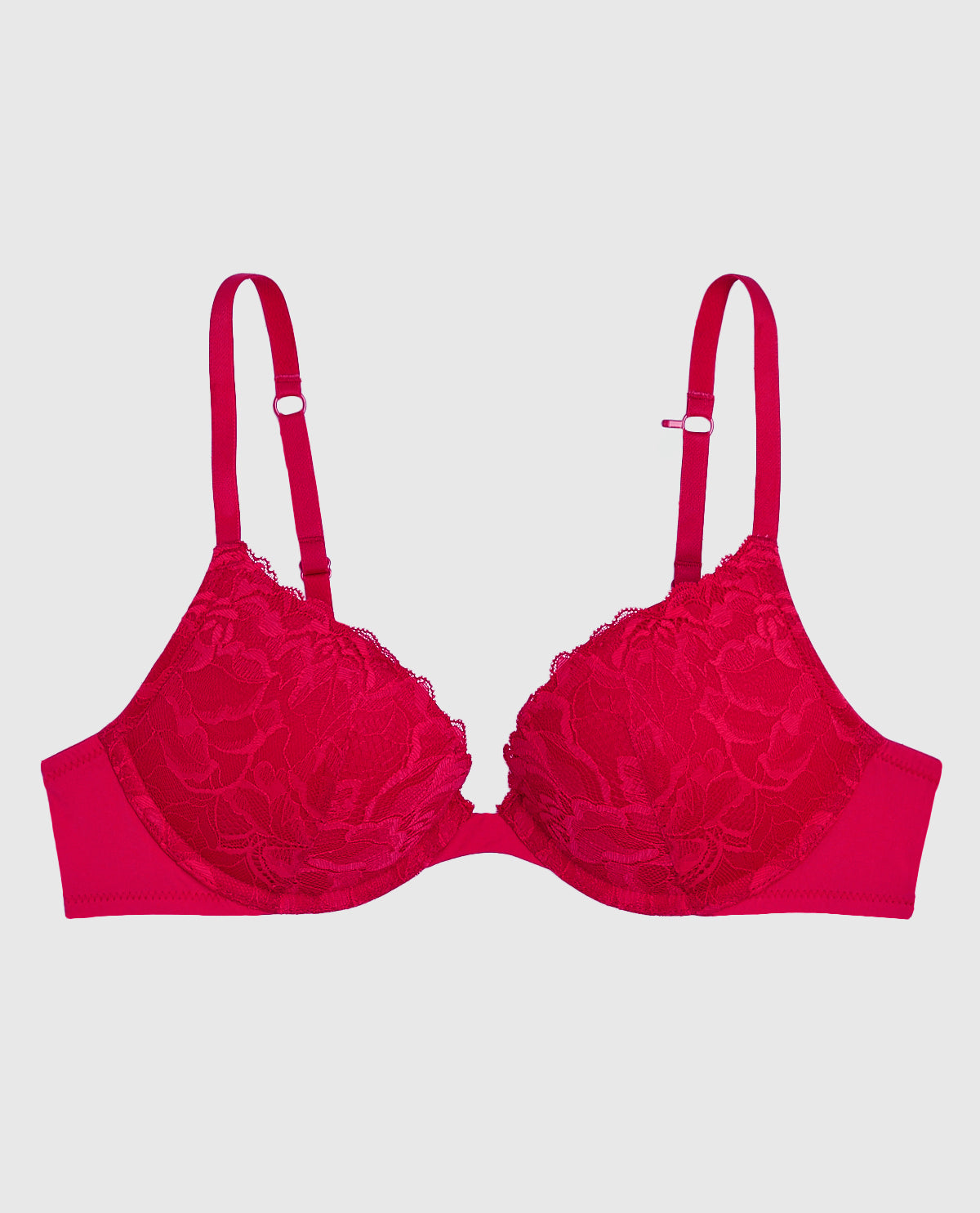 Push Up Plunge Bra with Lace Overlay