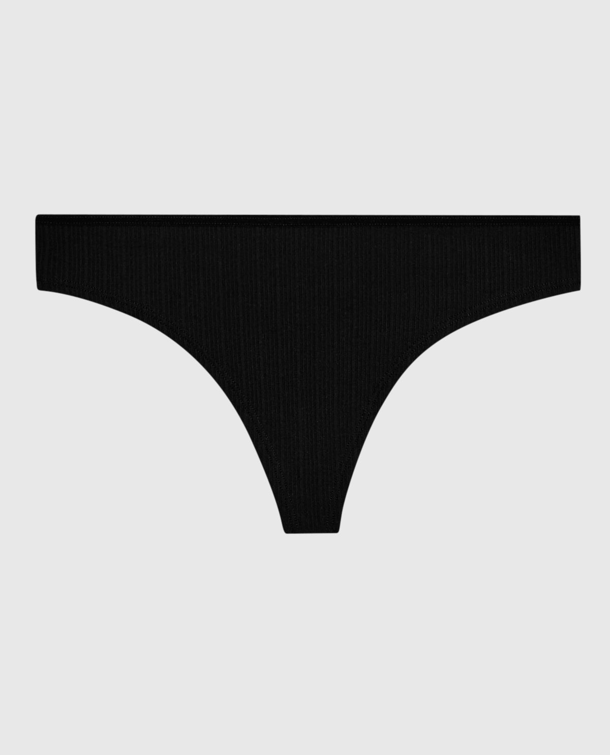 Ribbed Thong Panty in Black