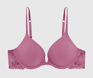 Smooth Push Up Plunge Bra with Lace Wing