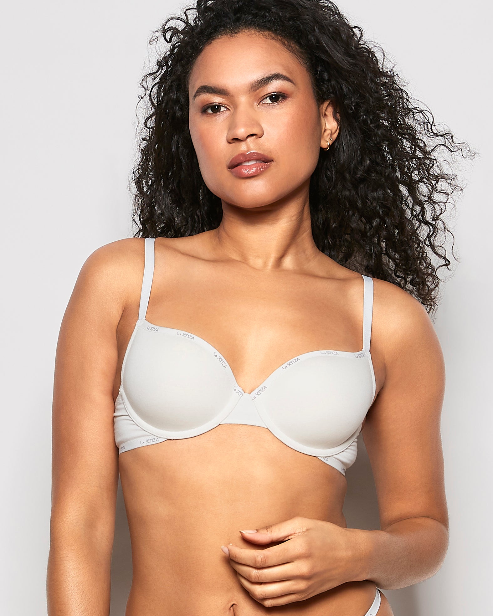 Lightly Lined Demi Logo Bra in Ivory