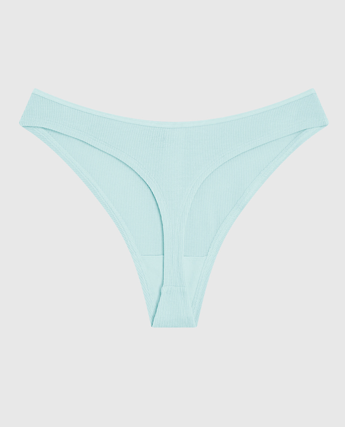 Ultrasoft High Leg Ribbed Thong Panty in Vista Blue