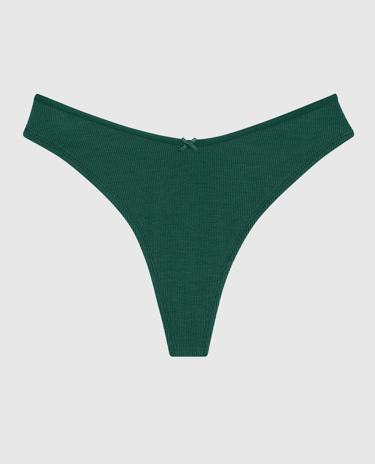 Ultrasoft High Leg Ribbed Thong Panty in Emerald Green