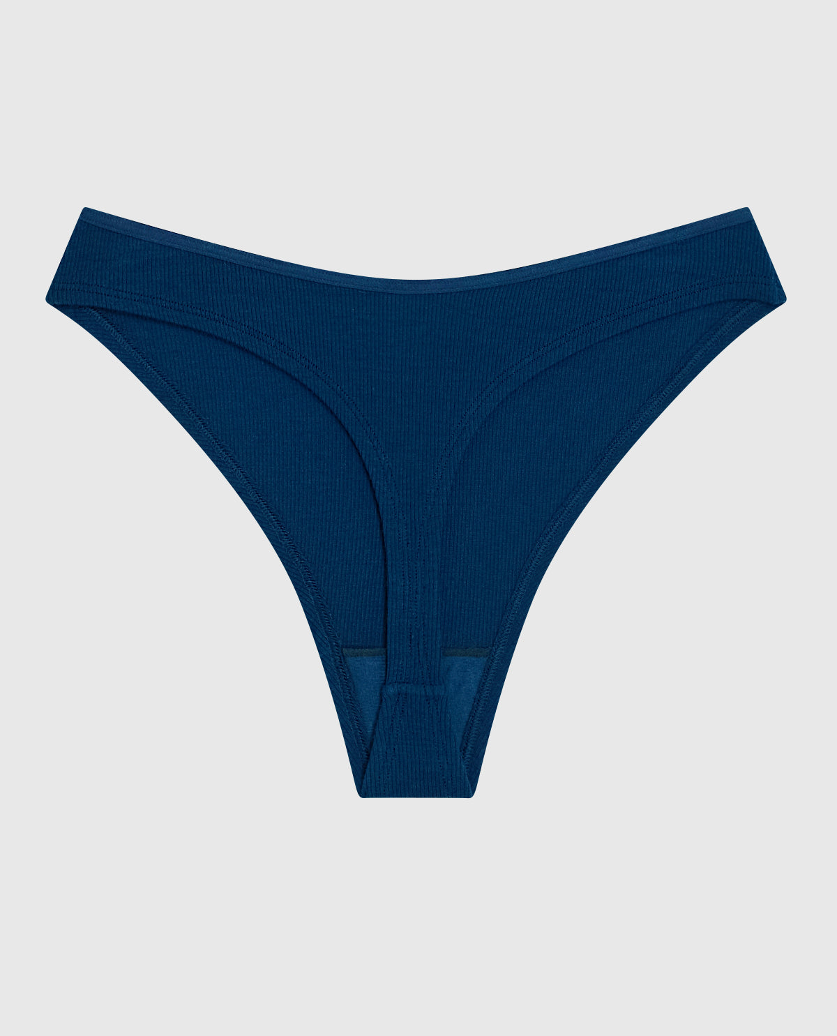 Ultrasoft High Leg Ribbed Thong Panty in Ocean Cavern