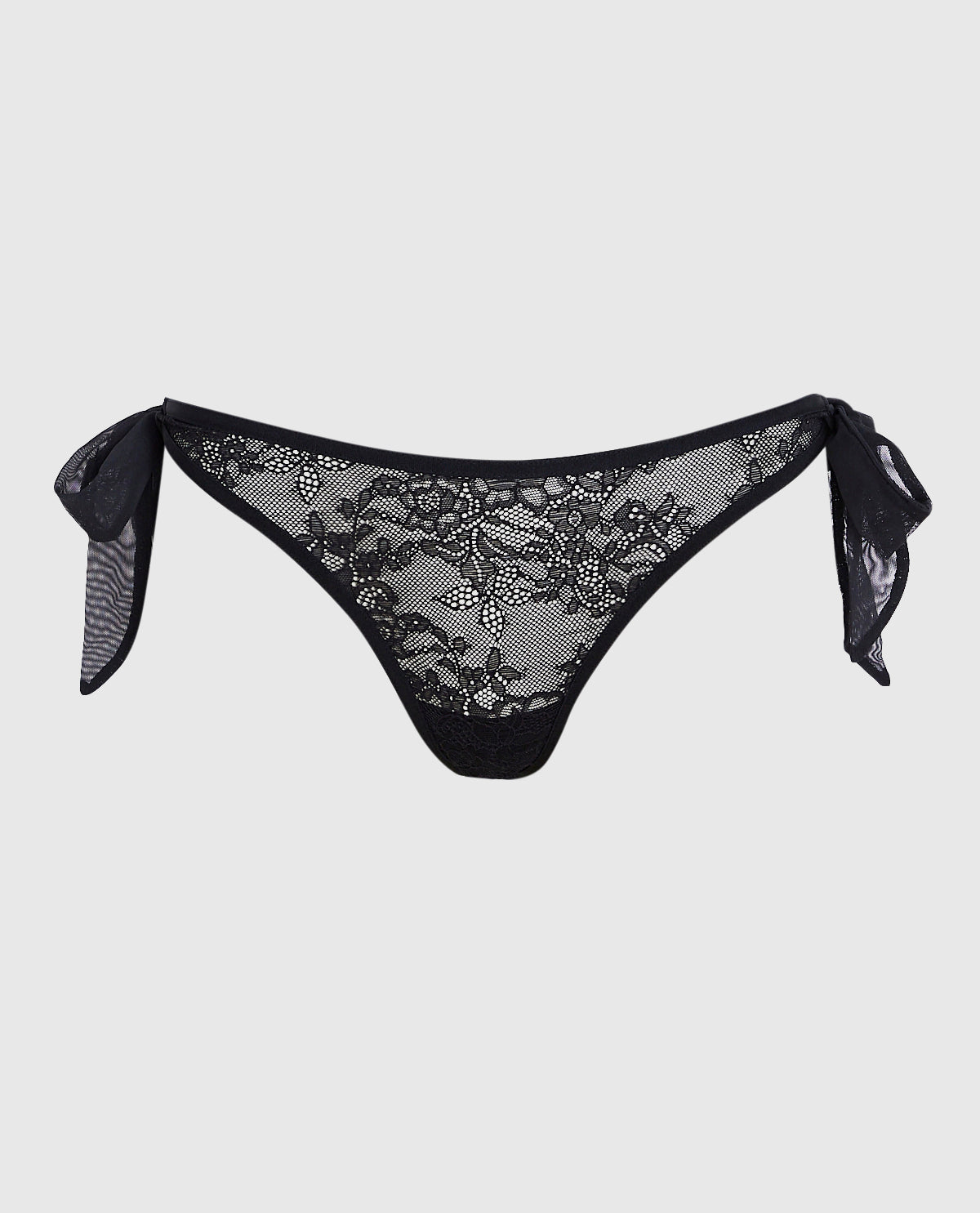 Tie-Side Thong Panty in Smoulder Black