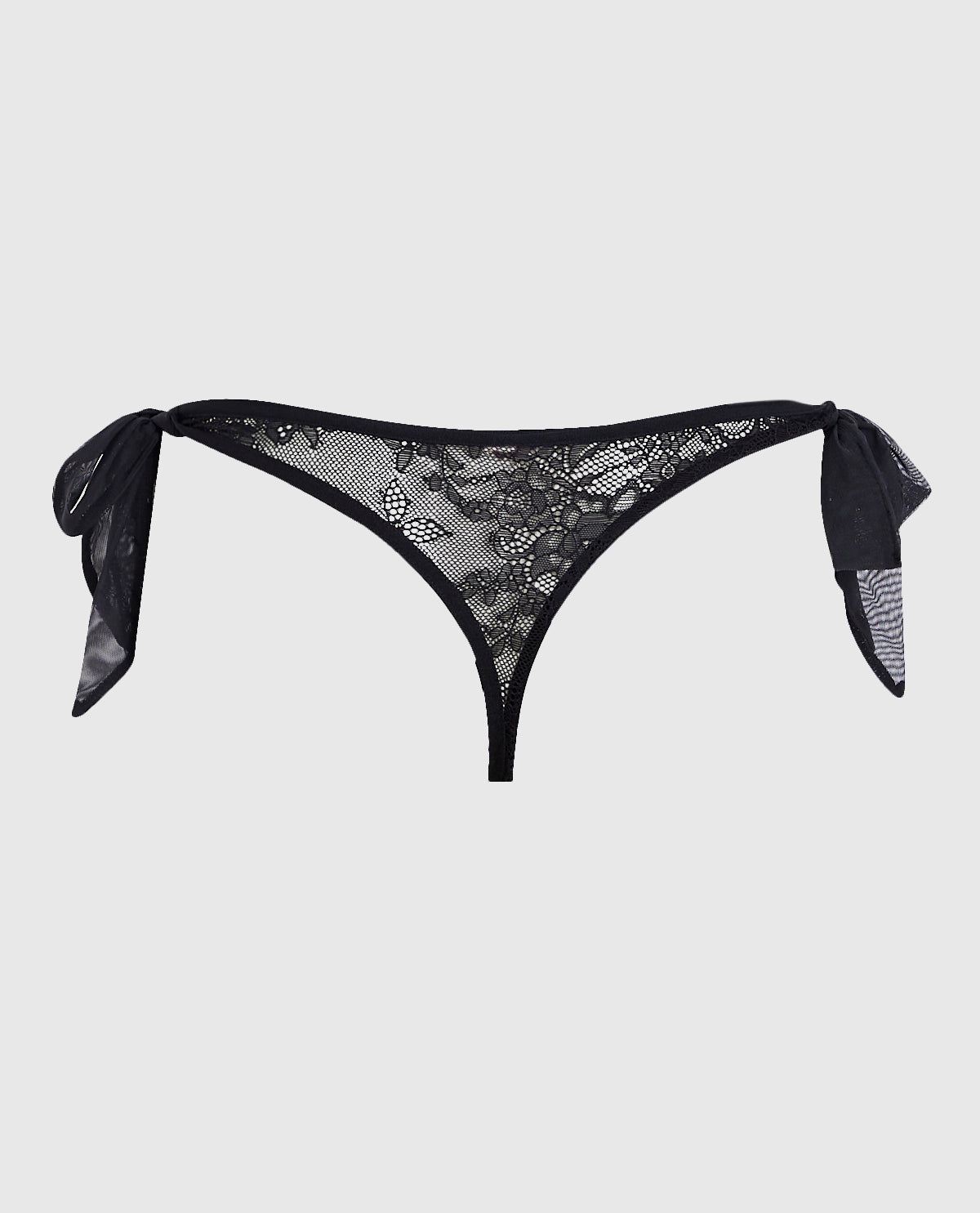 Tie-Side Thong Panty in Smoulder Black