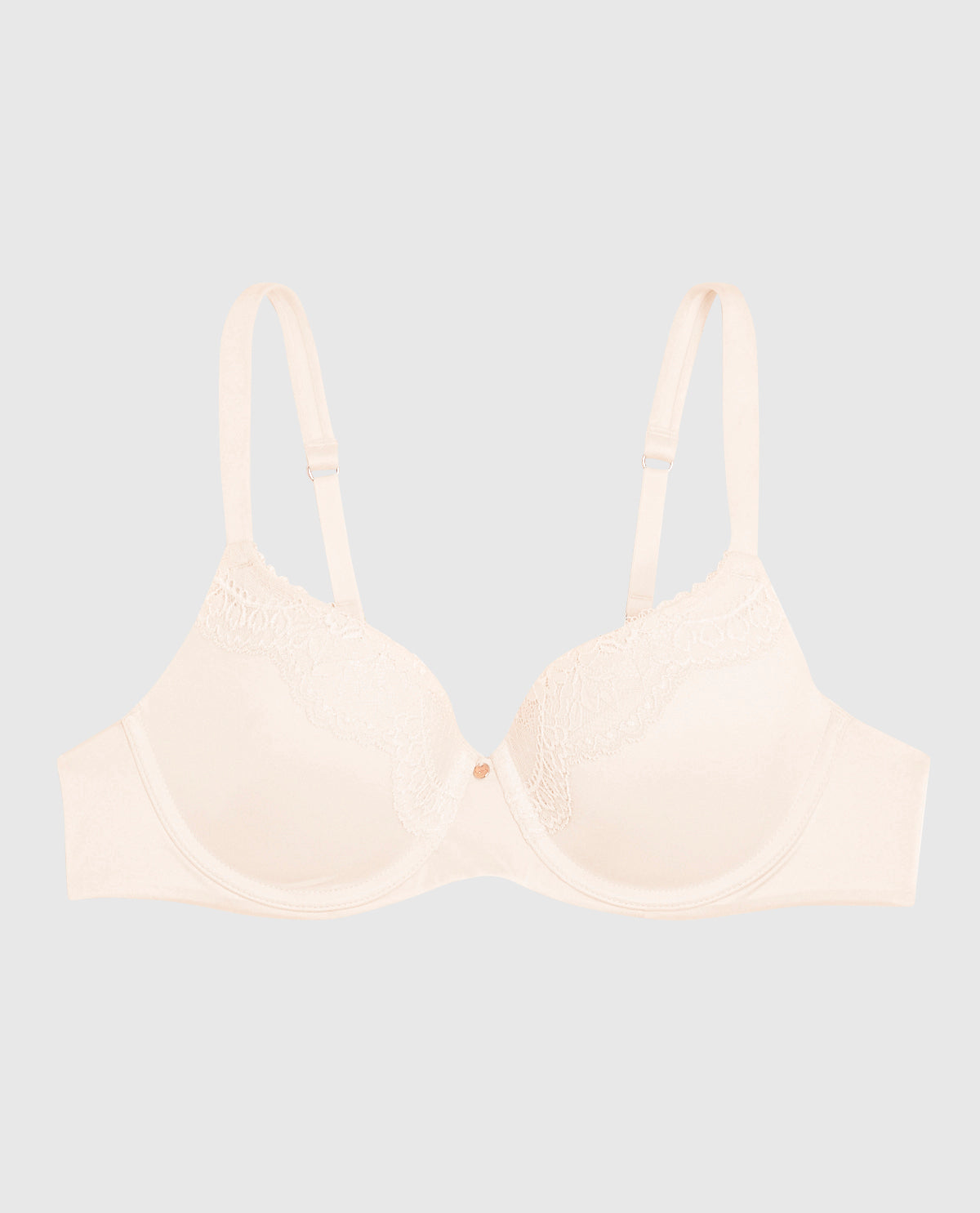 Smooth Lightly Lined Full Coverage Bra with Lace Overlay