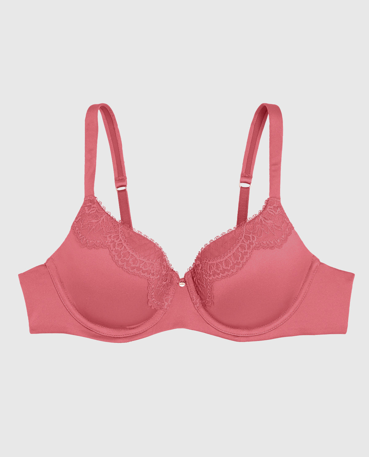 Smooth Lightly Lined Full Coverage Bra with Lace Overlay