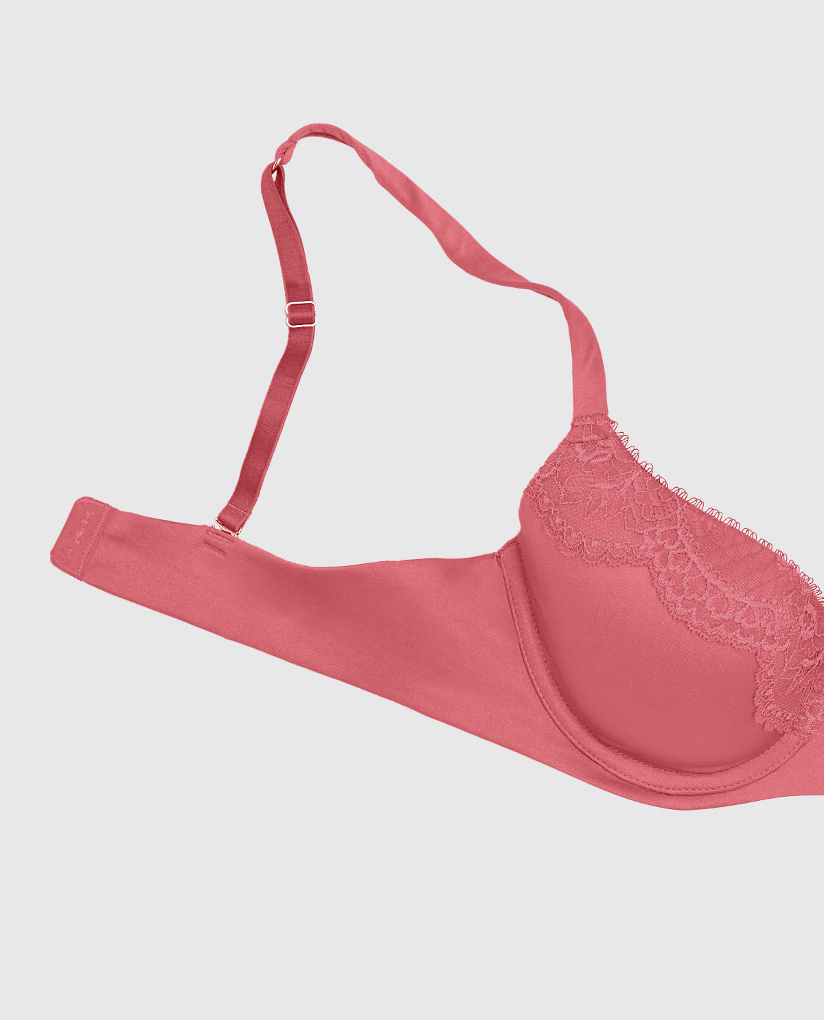 Lightly Lined Full Coverage Bra with Lace Overlay in Romantic Pink