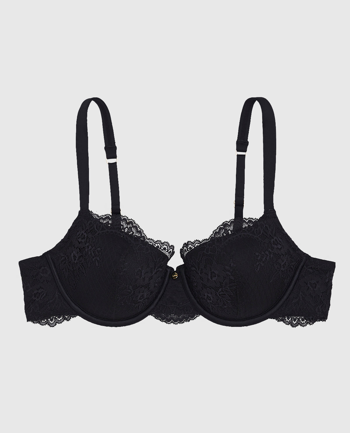 Allover Lace Lightly Lined Balconette Bra in Black