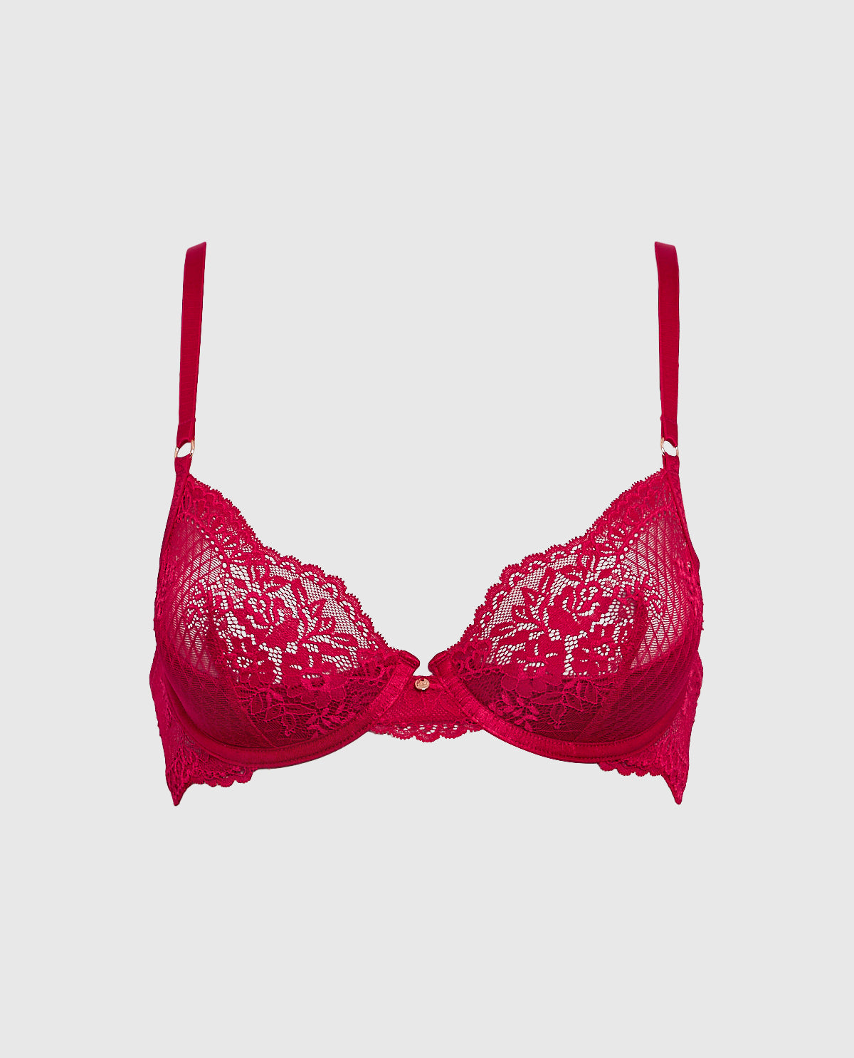 Unlined Demi Bra with Lace in Cosmo Red