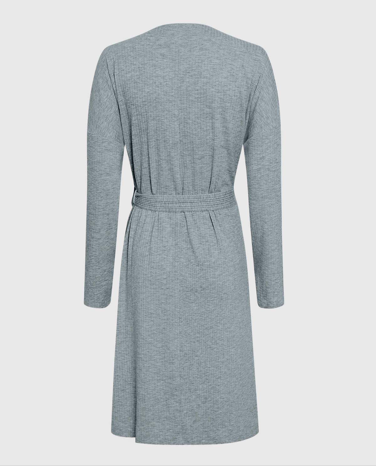 Long Sleeve Ribbed Robe in Cool Gray