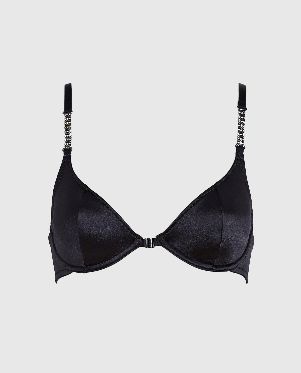 Soutien-gorge en satin non doublé noir fumée