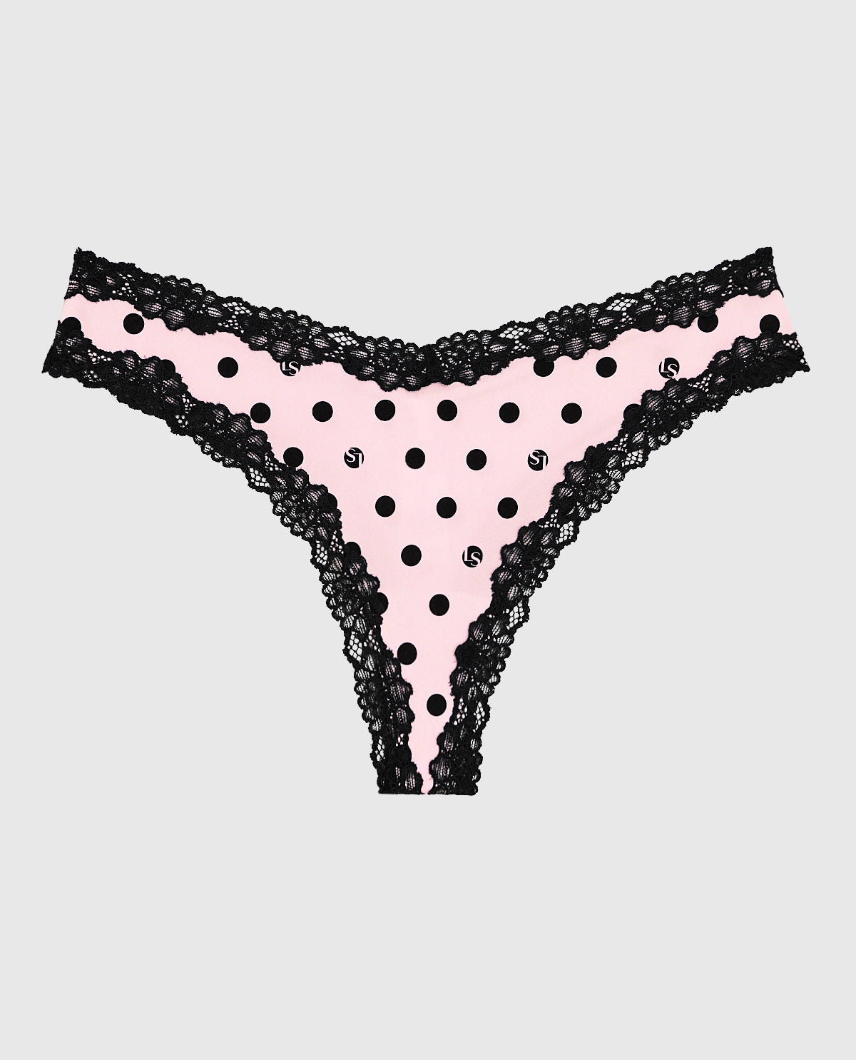 Thong Panty with Lace Trim in LS Dot