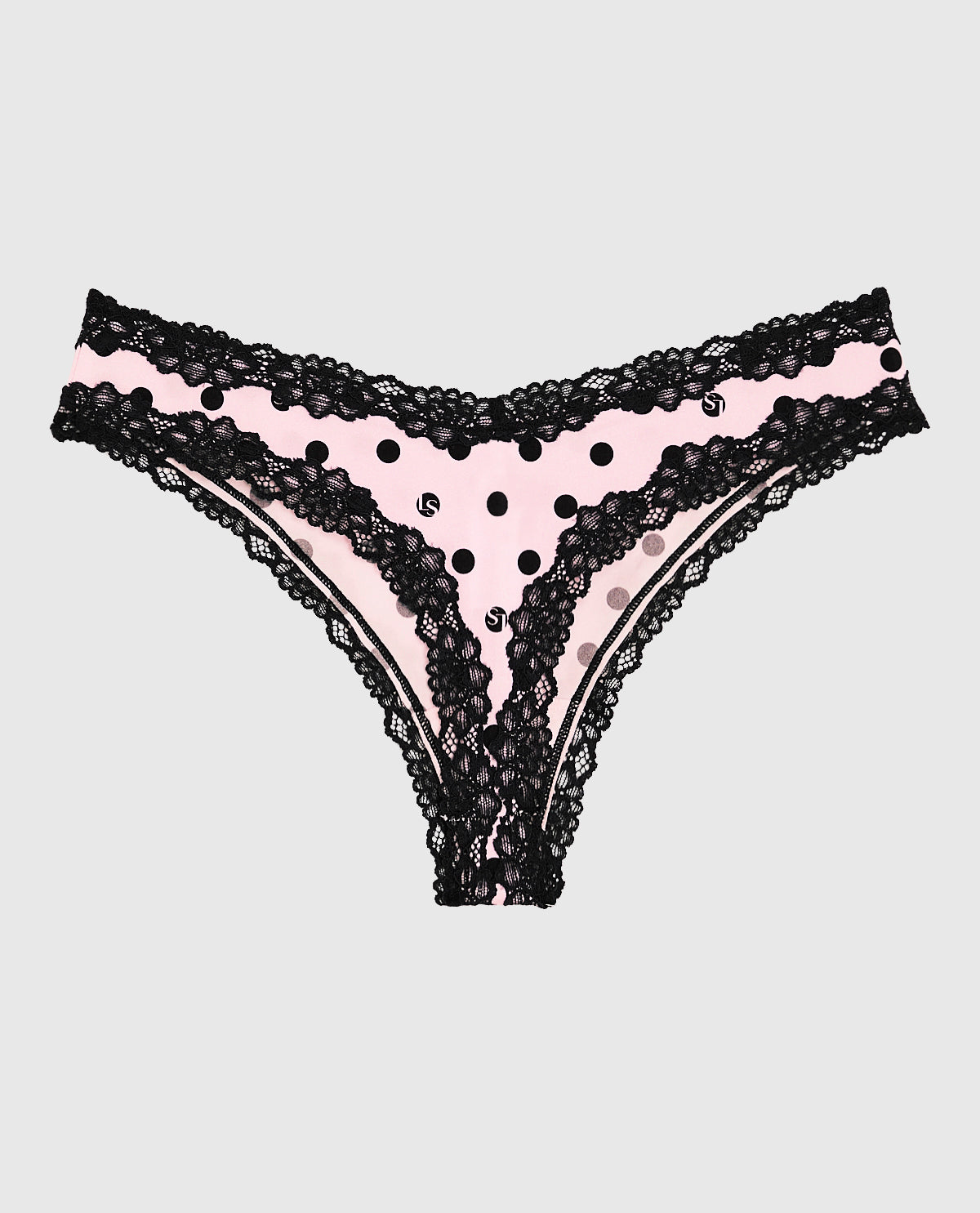 Thong Panty with Lace Trim in LS Dot