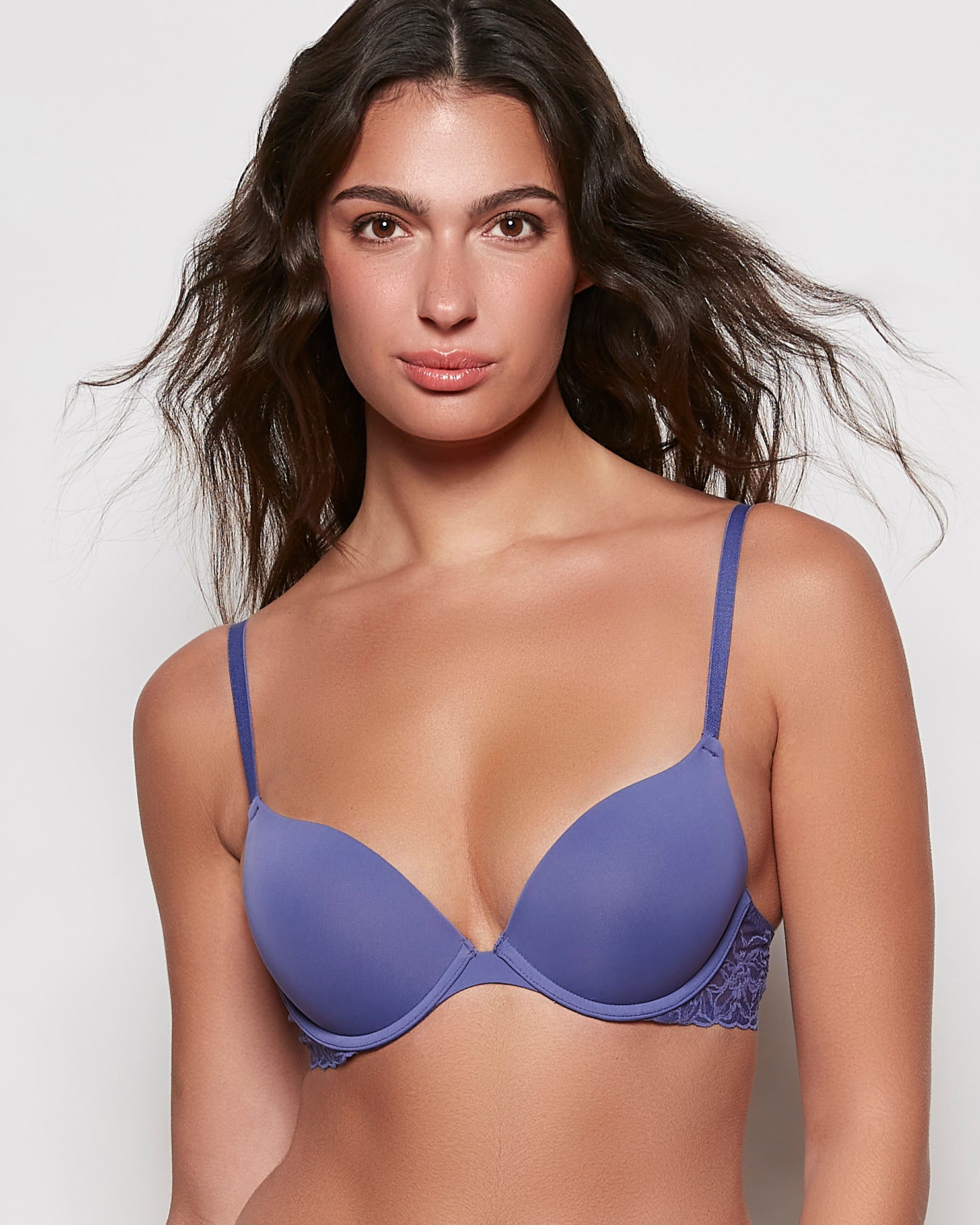 Push Up Bra with Lace Wing in Dusk Blue