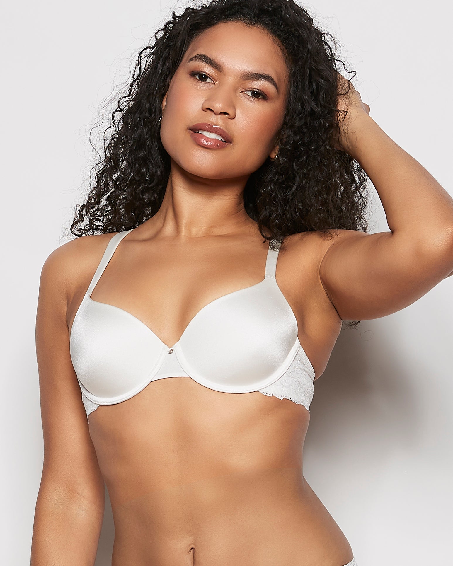 Lightly Lined Full Coverage Bra with Lace in Ivory