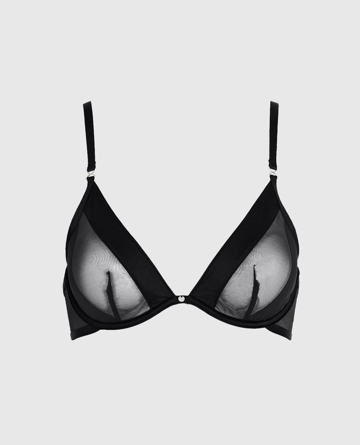 Unlined Mesh Demi Bra in Black