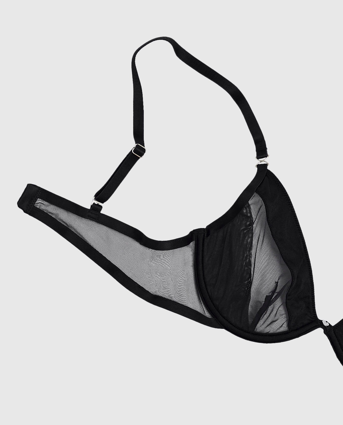 Unlined Mesh Demi Bra in Black