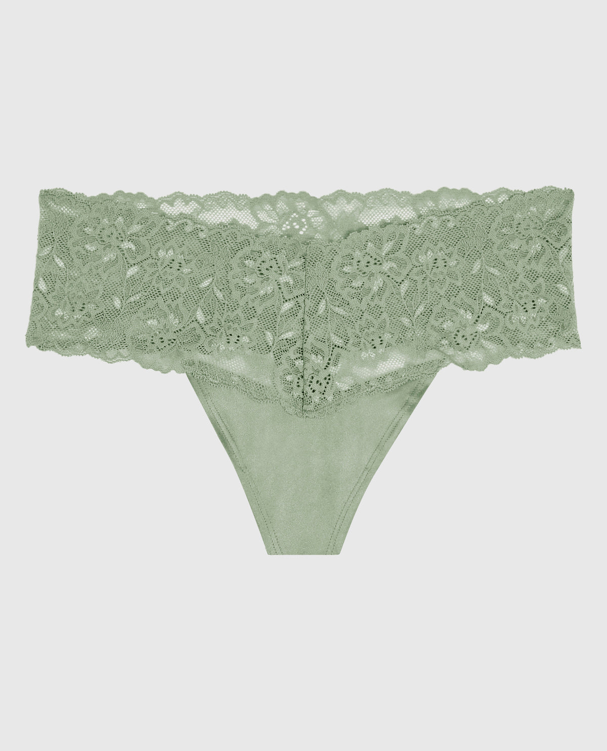 Magnificent Lace Thong Panty in Soft Sage