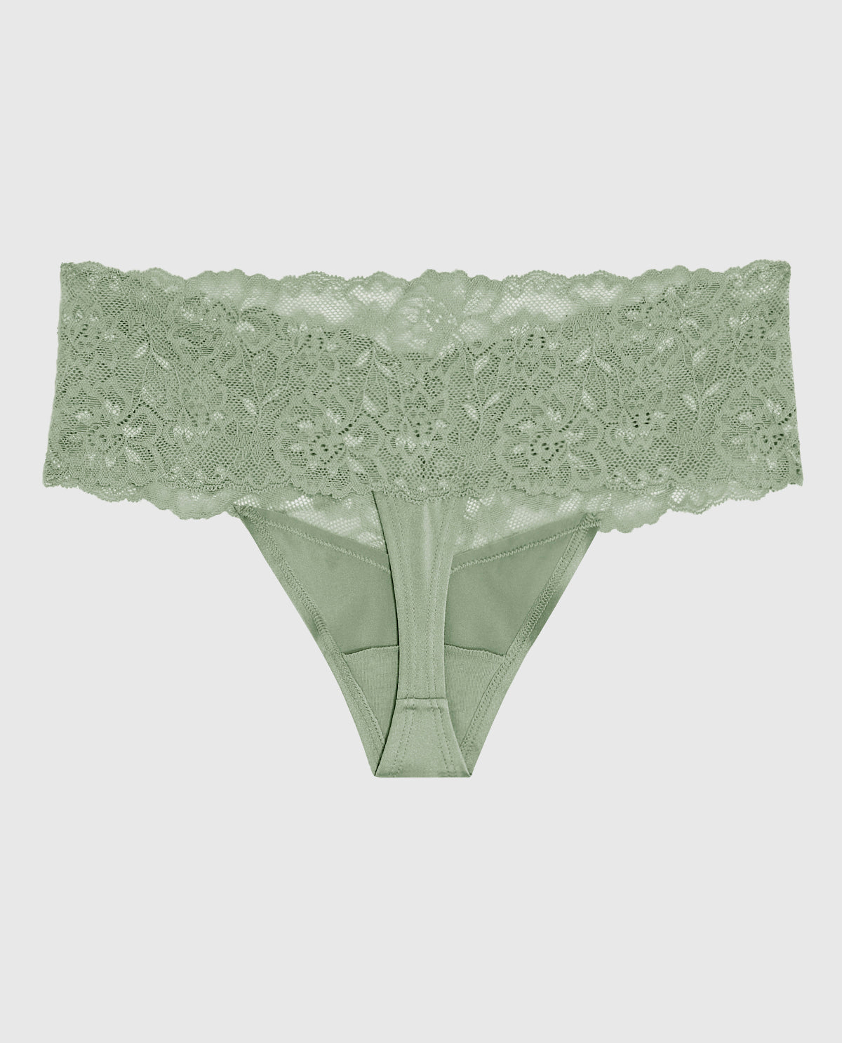 Magnificent Lace Thong Panty in Soft Sage