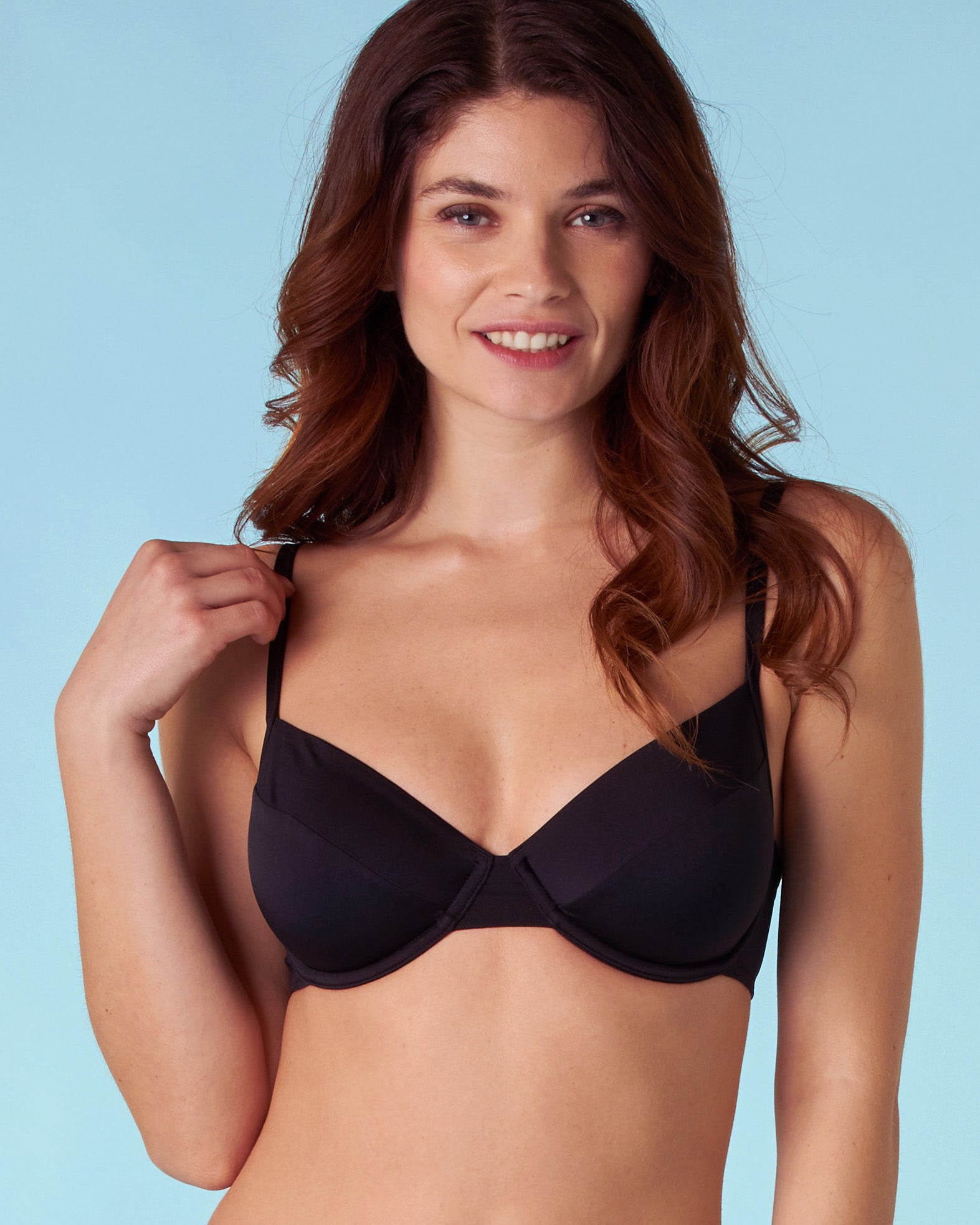 Lightly Lined Bikini Top in Tuxedo Black