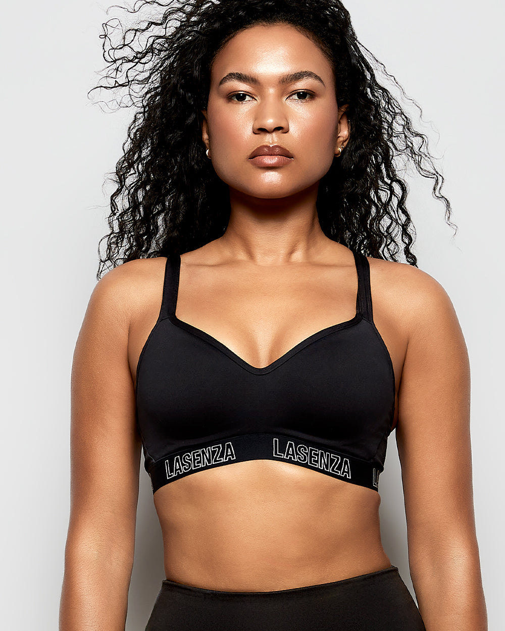 Soutien-gorge Sport à logo pour activité à impact moyen noir fumée