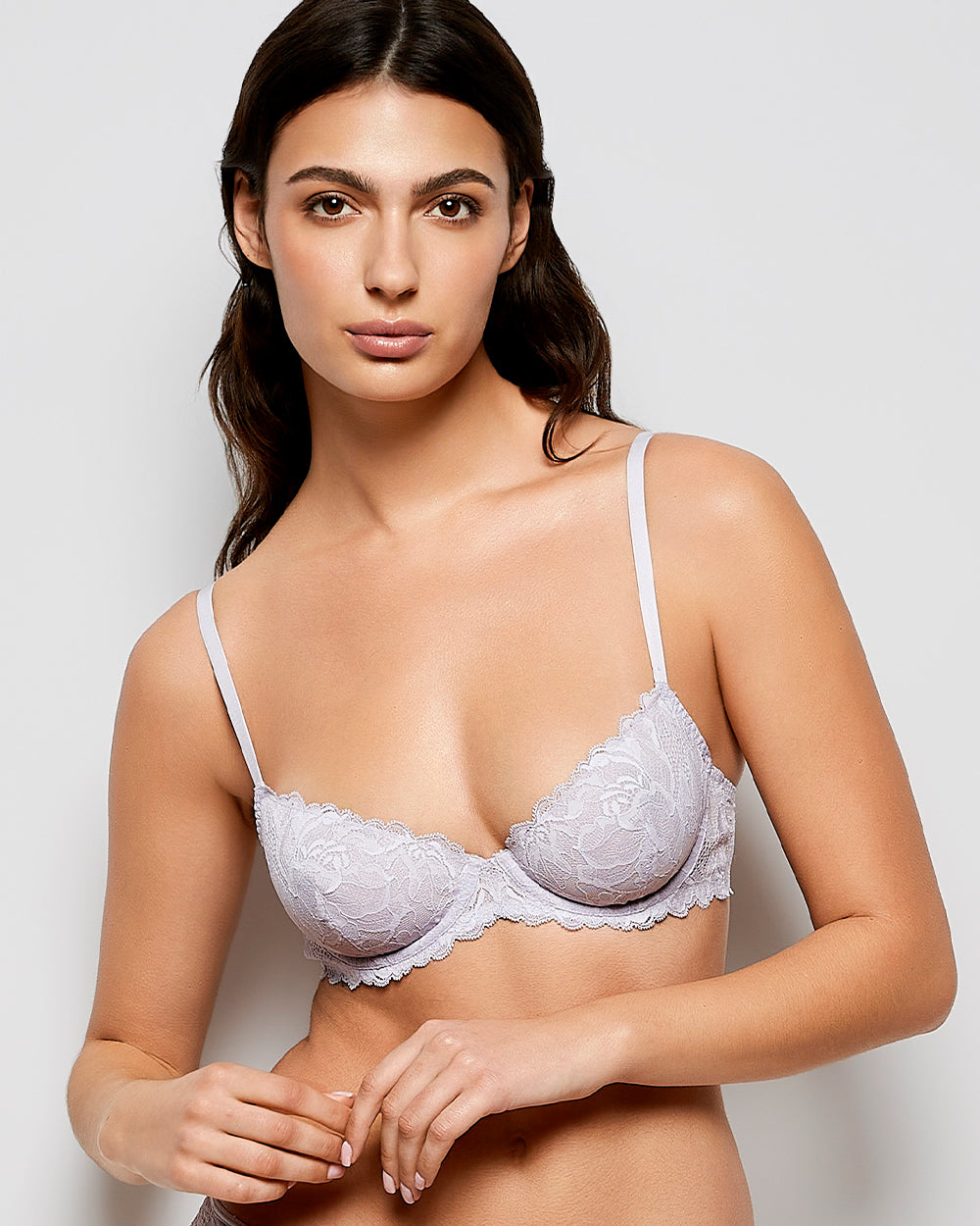 Soutien-gorge demi-buste en dentelle non doublée gâteau à la lavande