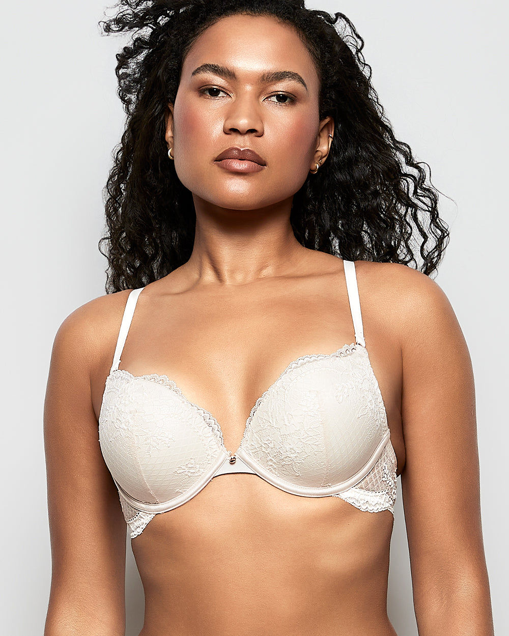 Allover Lace Up 2 Cup Push Up Bra