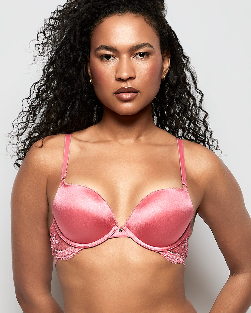 Push Up Bra with Lace Wing in Romantic Pink